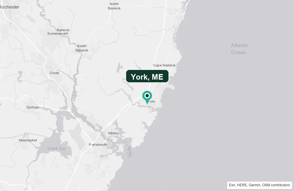 Map of York, Maine and the surrounding York County area service area